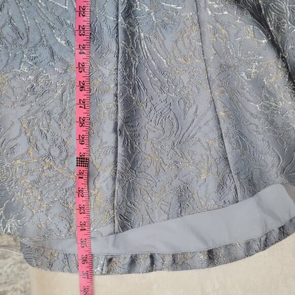 Halston Heritage Metallic Jacquard High/low Cocktail Dress In Silver Grey - 2 - Picture 9 of 10